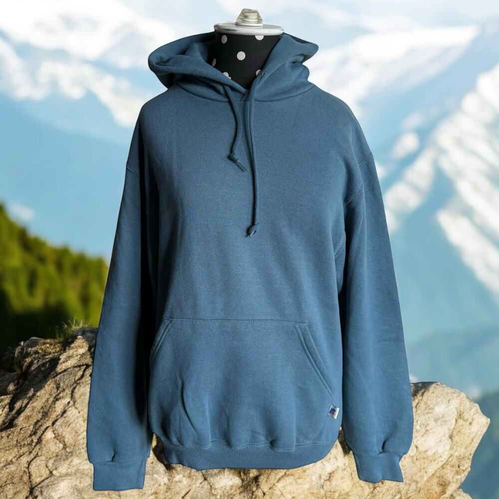Russell Athletic Womens Sweatshirt Sz S Hoodie Blue Dri-Power Pocket‎